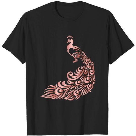Rose Gold Peacock - Rose Gold - T-Shirt