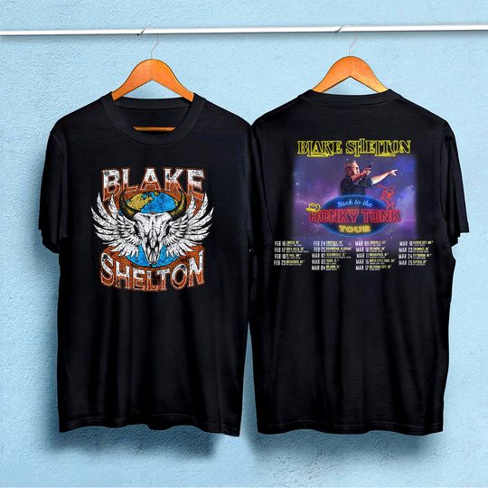 Blake Shelton T Shirt, Back To The Honky Tonk Tour 2023 Double Sided Shirt