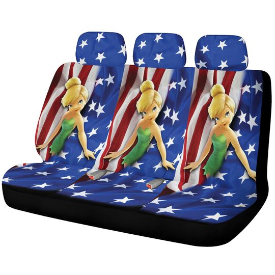 Tinkerbell US Flag Glitter Disney Cartoon Car Seats Cover