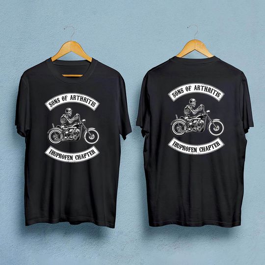 Sons Of Arthritis Ibuprofen Chapter Funny Motorcycle Biker Skull T-Shirt