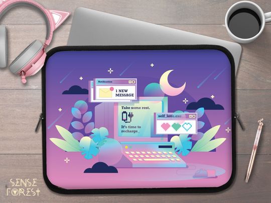 Vaporwave Pastel Purple computer geek kawaii  laptop sleeve