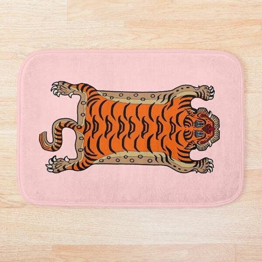 TIBETAN TIGER RUG-pink Bath Mat
