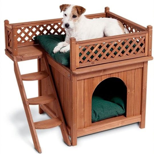 Merry Products Wooden Dog House, Cedar Stain, Small, 21.73"L x 28.54"W x 25.67"H