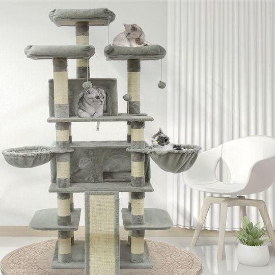 Cat Tree Large, Big Cat Tower with Sisal Scratching Posts, Grooming Arch