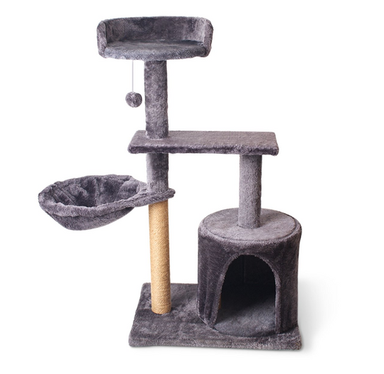 Cat Tower Condo with Cozy Basket and Sisal Scratching Post for Indoor Cats Kitten