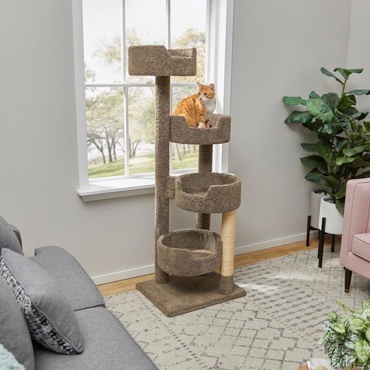 65-in Real Carpet Wooden Cat Tree