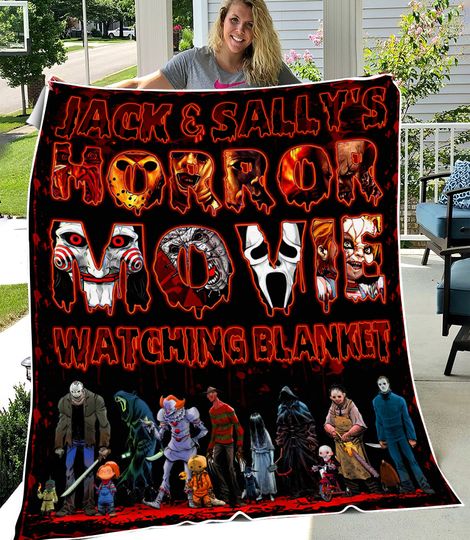 Horror movie Watching Customized Sherpa Blanket