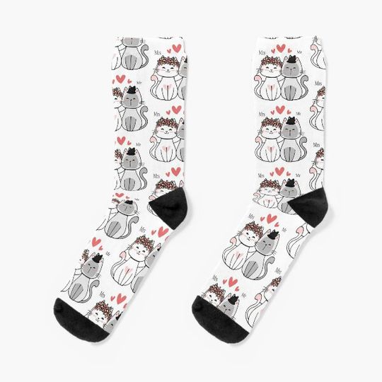 Bride and Groom Cats Socks
