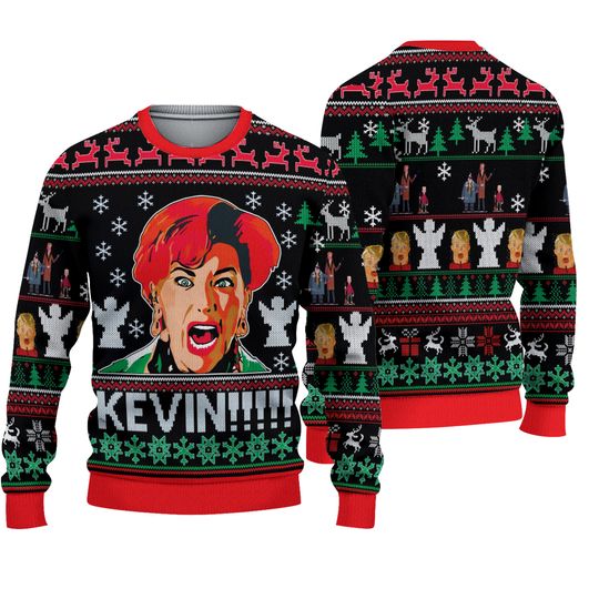 Home Alone Kevin 3D All-Over Knitting Pattern Full Printed Sweatshirt Fake Ugly Christmas Sweater