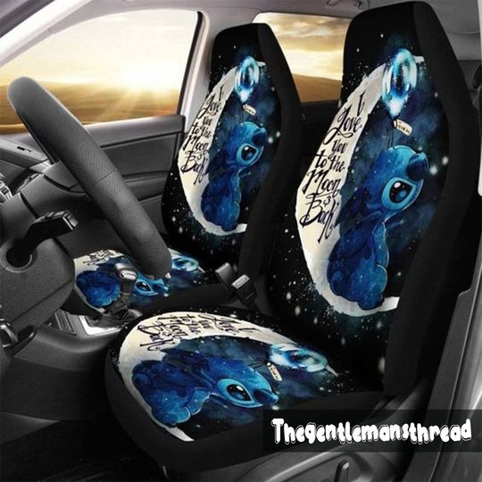 Stitch Love You To The Moon Car Seat Cover