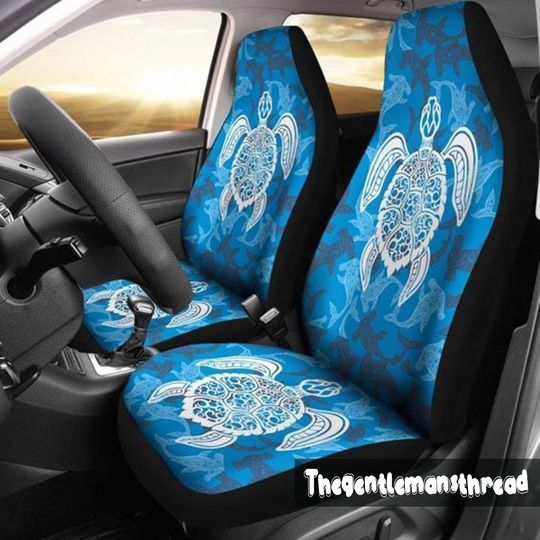 Blue Hawaiian Shark Sea Turtle  Car Seat Cover