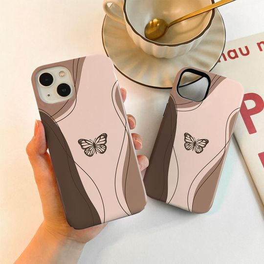 Butterfly Abstract Lines Brown iPhone Case