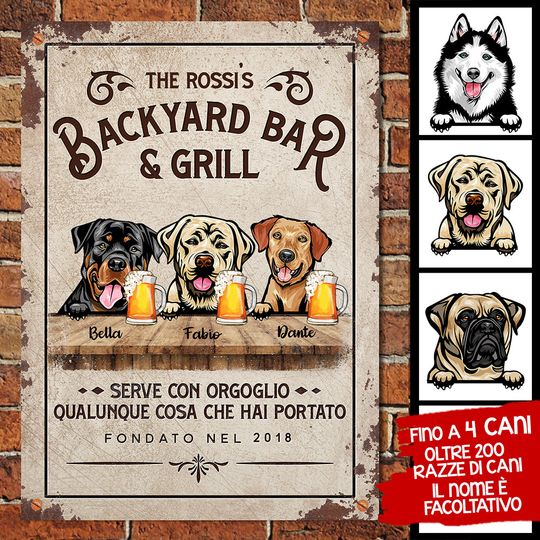 Serve con orgoglio qualunque cosa che hai portato Italian - Funny Personalized Dog Metal Sign