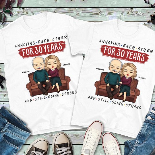Annoying Each Other For Decades & Still Going Strong - Personalized Matching Couple T-shirt Gift For Couple, Anniversary