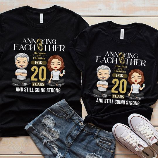 Annoying Many Years Still Going Strong - Personalized Matching Couple T-shirt Gift For Couple, Anniversary