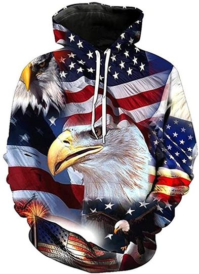 USA Letter American Flag Eagle 3D Print Unisex Hoodie