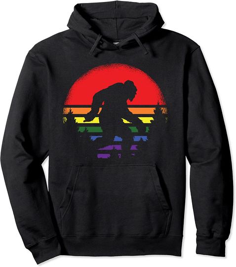 Lgbtq Ally Flag Hoodie Bigfoot LGBT-Q Retro Sasquatch Pan-sexual Pride Flag Ally