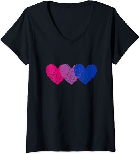 Womens Bisexual Flag Hearts Love Shirt Lgbt Bi Pride T-shirt