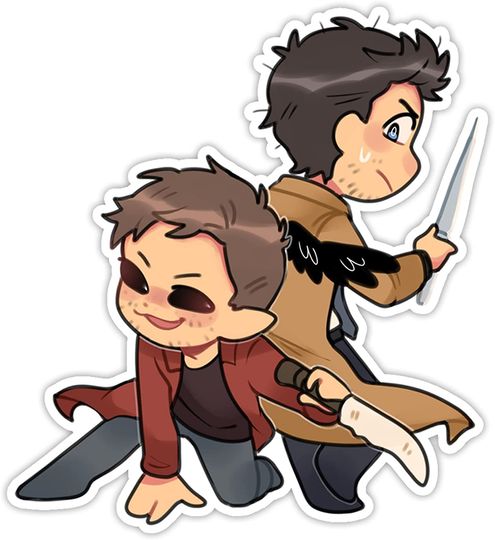 Dmon Dean and Castiel Sticker 3"