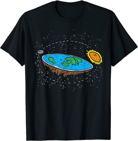Flat Earth Sun Moon Space Conspiracy Theory Earthers Gift T-Shirt