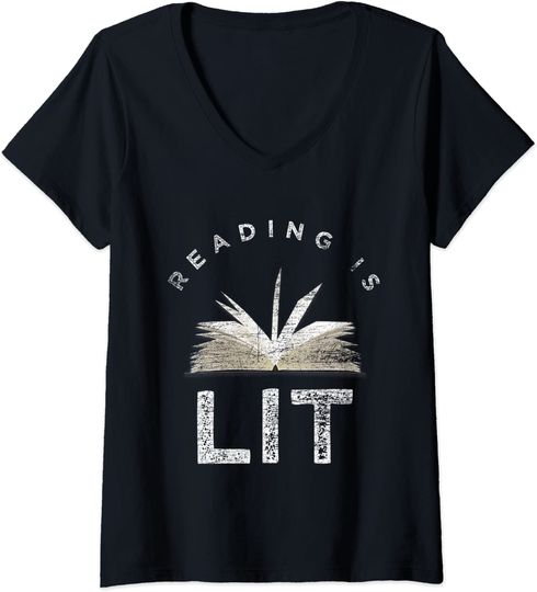 Womens Reading Is Lit - Reading Books Bookworm T-shirt