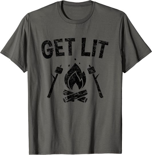 Campfire Gift Marshmallows Smores Camping GET LIT T-Shirt