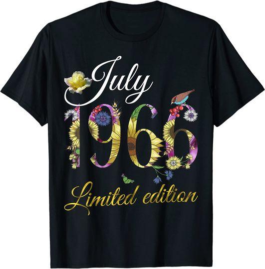July 1966 - 55 Year Old Sunflowers Floral 55th Birthday Gift T-Shirt