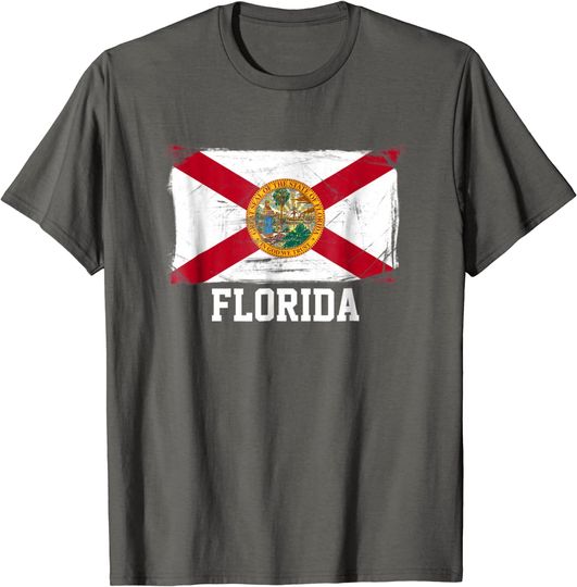 Florida Men's T Shirt United States Vintage Distressed Flag