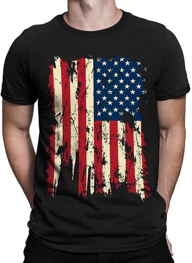 SpiritForged Apparel Vintage Distressed USA Flag Men's T-Shirt