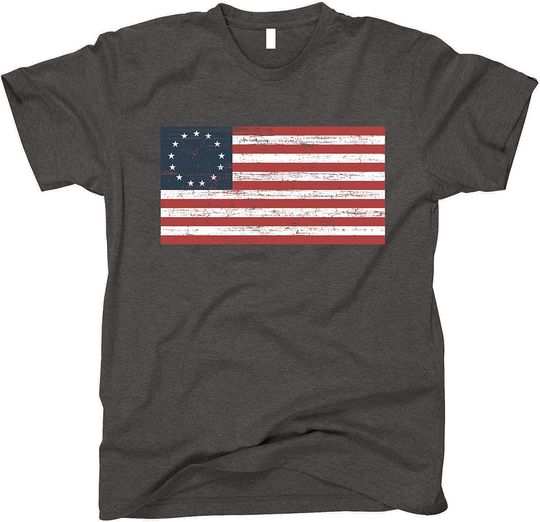 GunShowTees Men's Betsy Ross Distressed American Flag Shirt