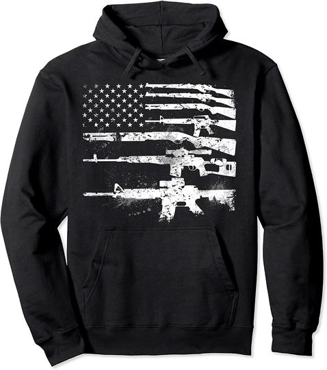 Patriotic Gun Rights 2nd Amendment AR15 American Flag Hoodie Pullover Hoodie