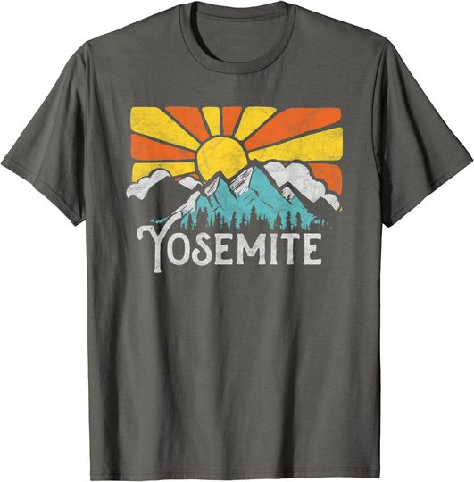 Yosemite Retro Mountains & Sun Eighties Style Vintage T Shirt