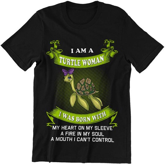 Turtle Turtle Woman Born with Heary On Sleeve Shirt
