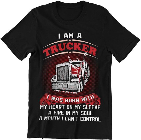 Trucker Born with Heart On Sleeve Shirt
