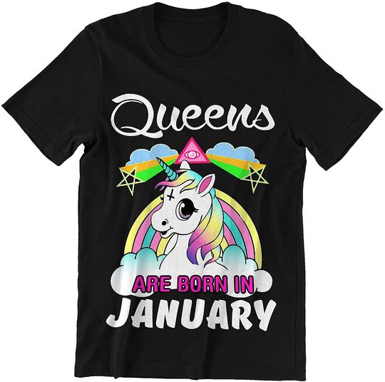 Queens are Born in January Unicorn Queen Shirt