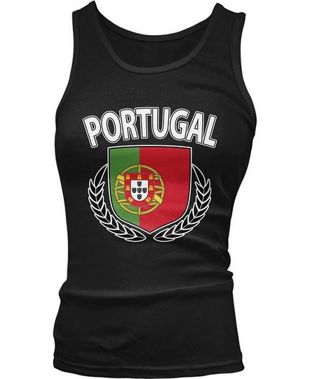 Amdesco Junior's Portugal Flag Shield Portuguese Pride Tank Top