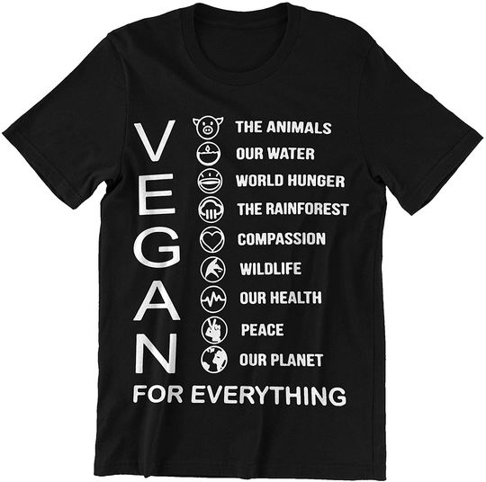 Vegan Animals Water World Hunger Rainforest Compassion Wildlife Health Shirt