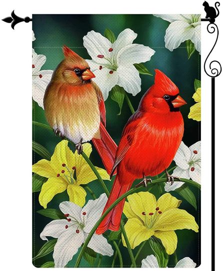 Cardinal Floral Spring Garden Flag Red Bird