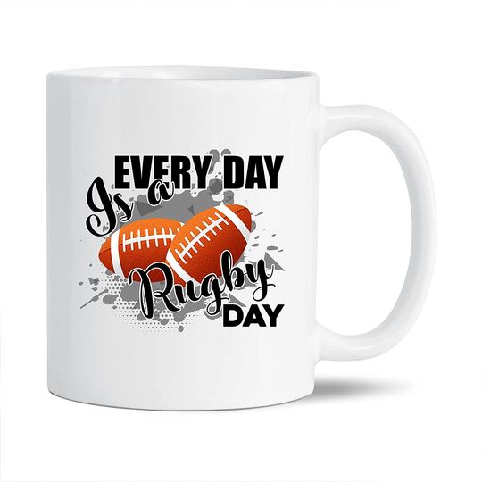 Awesome Every Day Is A Rugby Day Coffee Mug, Rugby Mug Birthday Gift For Family / Friends, Rugby White Mug, Novelty Rugby Ceramic Teacup