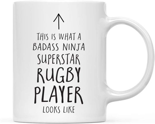 Andaz Press Ceramic Coffee Tea Mug Gift, This is What a Badass Ninja Superstar Rugby Player Looks Like