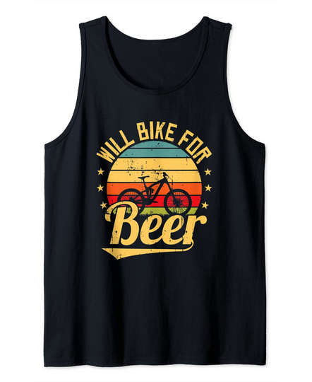 Will Bike for Beer Funny Bike Lovers Biking Vintage Tank Top