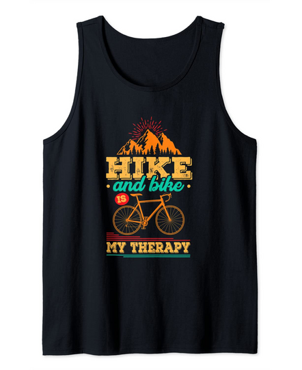Hike & Bike Is My Therapy Hiking Biking Lover Retro Style Tank Top