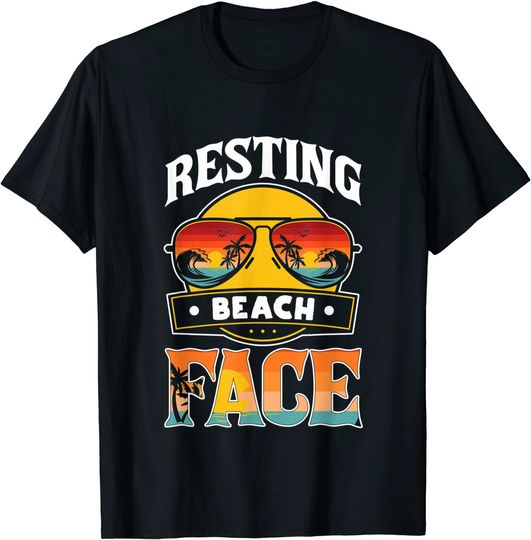 Resting Beach Face T-shirt Sunglasses Sunset