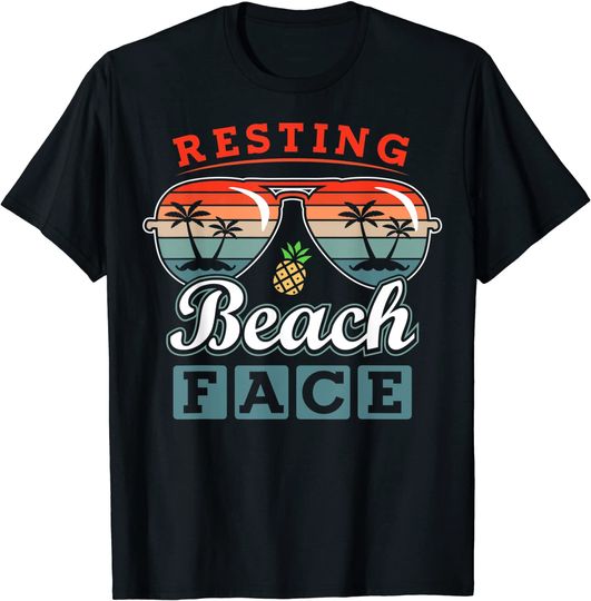 Resting Beach Face T-shirt Pineapple Sunglasses Palm Tree
