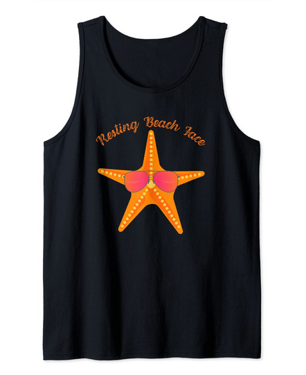 Resting Beach Face Tank Top Starfish Wearing Glasses