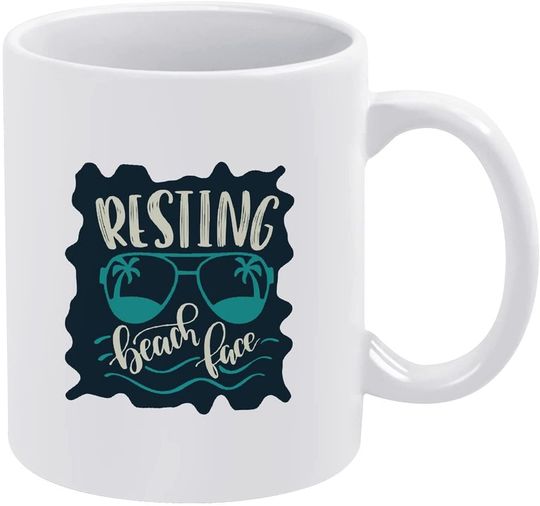 Resting Beach Face Ceramic Novelty Coffee Tea Mug