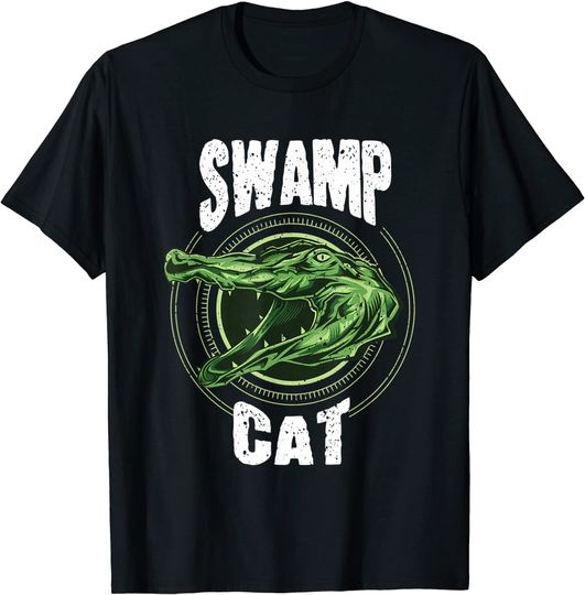 Cool Swamp Cat Crocodile Lover Swamp Lovers gift T-Shirt