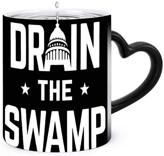 Drain The Swamp, mug Coffee Cups Heat Sensitive Color Changing Mug with Unique ear design,Perfect Novelty Gifs