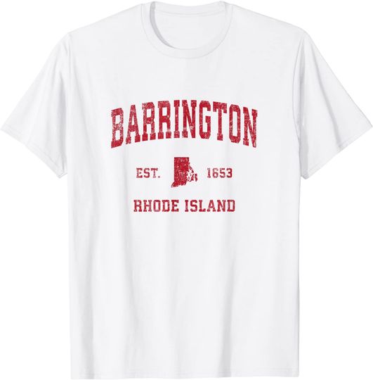 Barrington Rhode Island RI Vintage Sports Design Red Print T-Shirt