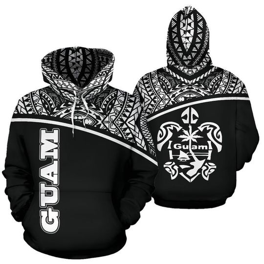 Guam All Over Hoodie - Micronesia curve black style